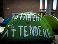 In Rome, Italy, on October 2, 2023, the students of La Sapienza University are continuing to protest against high rents by sleeping in tents...