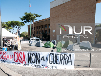 In Rome, Italy, on October 2, 2023, the students of La Sapienza University are continuing to protest against high rents by sleeping in tents...