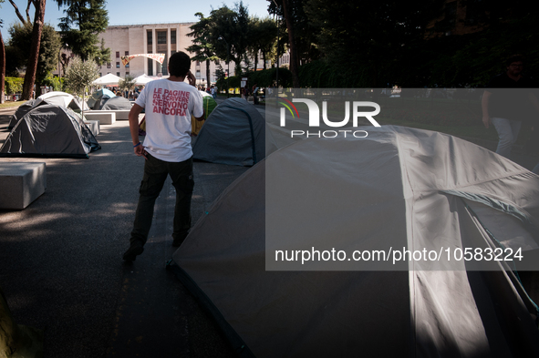 In Rome, Italy, on October 2, 2023, the students of La Sapienza University are continuing to protest against high rents by sleeping in tents...