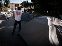 In Rome, Italy, on October 2, 2023, the students of La Sapienza University are continuing to protest against high rents by sleeping in tents...