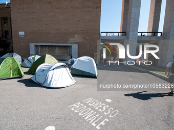 In Rome, Italy, on October 2, 2023, the students of La Sapienza University are continuing to protest against high rents by sleeping in tents...