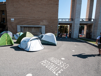 In Rome, Italy, on October 2, 2023, the students of La Sapienza University are continuing to protest against high rents by sleeping in tents...