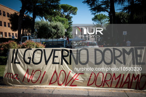 In Rome, Italy, on October 2, 2023, the students of La Sapienza University are continuing to protest against high rents by sleeping in tents...