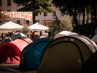 In Rome, Italy, on October 2, 2023, the students of La Sapienza University are continuing to protest against high rents by sleeping in tents...