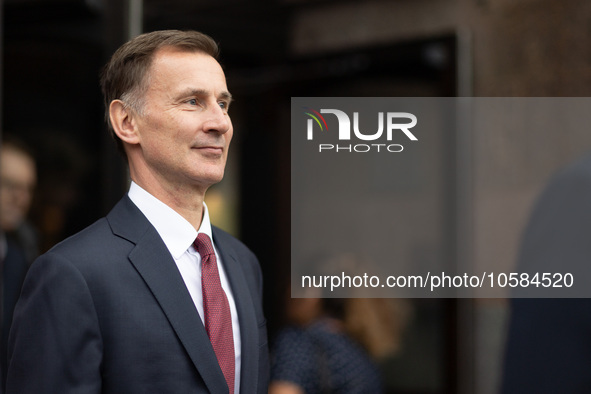 Jeremy Hunt MP, Chancellor of the Exchequer, during the Conservative Party Conference at Manchester Central Convention Complex, Manchester o...