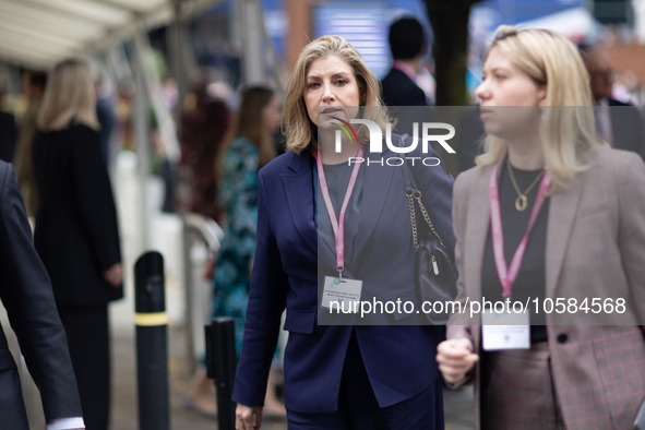 Penny Mordaunt MP, Leader of the House of Commons, during the Conservative Party Conference at Manchester Central Convention Complex, Manche...