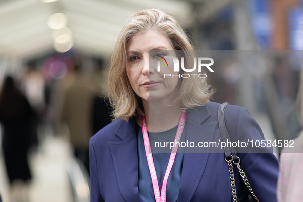 Penny Mordaunt MP, Leader of the House of Commons, during the Conservative Party Conference at Manchester Central Convention Complex, Manche...