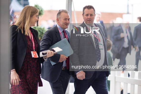 Simon Hart MP and Mark Spencer MP during the Conservative Party Conference at Manchester Central Convention Complex, Manchester on Monday 2n...