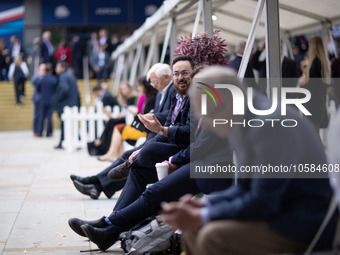 Delegates take a breather during the Conservative Party Conference at Manchester Central Convention Complex, Manchester on Monday 2nd Octobe...