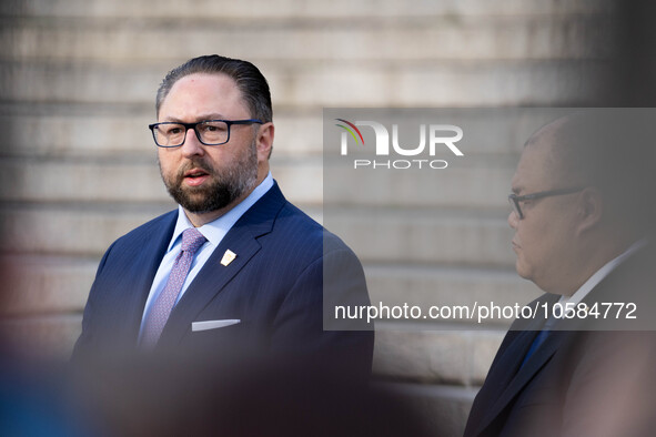 Lawyer Alina Habba and some of Donald Trump's legal team speak to the press outside the New York Supreme Court as Donald Trump faces trial i...