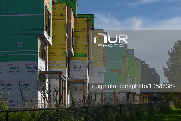 EDMONTON, CANADA - SEPTEMBER 29, 2023:
Under construction homes are seen in Edmonton. There are currently more than 3,100 unhoused people in...