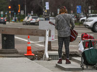 EDMONTON, CANADA - SEPTEMBER 29, 2023:
A busker performing in downtown Edmonton, on September 29, 2023, in Edmonton, Alberta, Canada.
Canada...