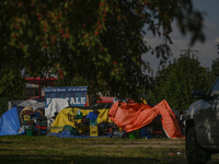 EDMONTON, CANADA - SEPTEMBER 29, 2023:
General view of Boyle Street encampment, one of several small-scale sanctioned encampments serving Ed...