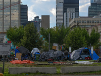 EDMONTON, CANADA - SEPTEMBER 29, 2023:
General view of Boyle Street encampment, one of several small-scale sanctioned encampments serving Ed...