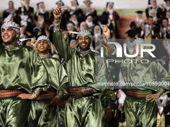 Students from the University of Al-aqsa celebrate graduation during an annual ceremony, in Khan Yunis in the southern Gaza Strip, on October...