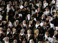 Students from the University of Al-aqsa celebrate graduation during an annual ceremony, in Khan Yunis in the southern Gaza Strip, on October...