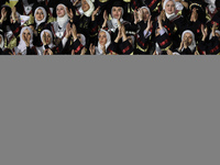 Students from the University of Al-aqsa celebrate graduation during an annual ceremony, in Khan Yunis in the southern Gaza Strip, on October...