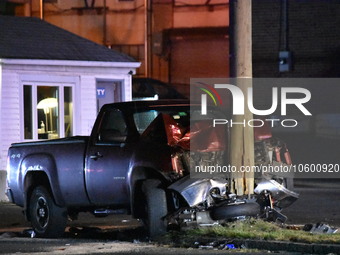 Fair Lawn Police and the Bergen County Prosecutor's Office work the scene of an accident investigation in Fair Lawn, New Jersey, United Stat...