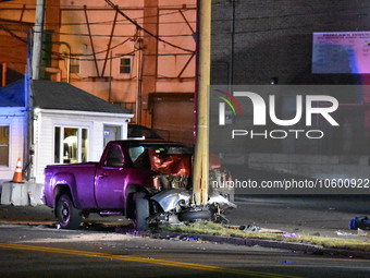 Fair Lawn Police and the Bergen County Prosecutor's Office work the scene of an accident investigation in Fair Lawn, New Jersey, United Stat...