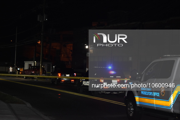 Fair Lawn Police and the Bergen County Prosecutor's Office work the scene of an accident investigation in Fair Lawn, New Jersey, United Stat...