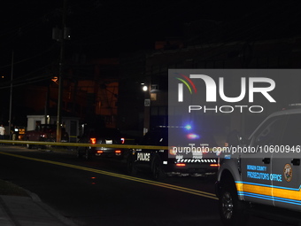 Fair Lawn Police and the Bergen County Prosecutor's Office work the scene of an accident investigation in Fair Lawn, New Jersey, United Stat...