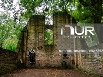 A view of the remains of the Sint Walrickkapel, an old chapel from the 15th century. In Overasselt, Netherlands, on October 8th, 2023. (