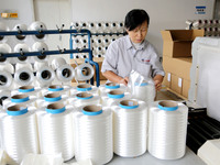 LIANYUNGANG, CHINA - OCTOBER 12, 2023 - A worker works at a workshop of a new materials company in Lianyungang, East China's Jiangsu Provinc...