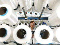 LIANYUNGANG, CHINA - OCTOBER 12, 2023 - A worker works at a workshop of a new materials company in Lianyungang, East China's Jiangsu Provinc...