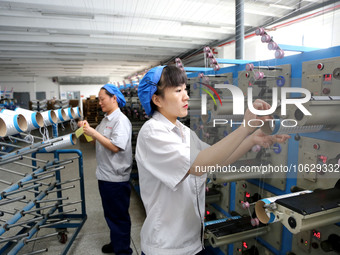 LIANYUNGANG, CHINA - OCTOBER 12, 2023 - A worker works at a workshop of a new materials company in Lianyungang, East China's Jiangsu Provinc...