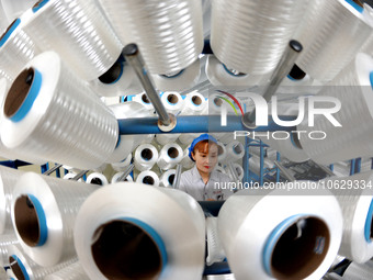 LIANYUNGANG, CHINA - OCTOBER 12, 2023 - A worker works at a workshop of a new materials company in Lianyungang, East China's Jiangsu Provinc...