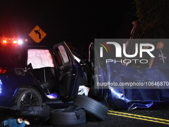 The Hudson County Regional Collision Investigation Unit, Jersey City Police and Jersey City Firefighters at the scene of a multiple fatal ac...