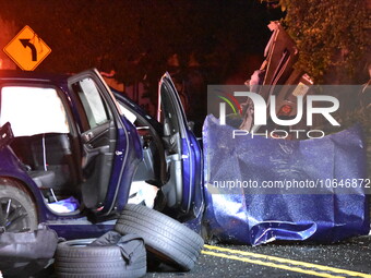 The Hudson County Regional Collision Investigation Unit, Jersey City Police and Jersey City Firefighters at the scene of a multiple fatal ac...