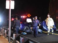 The Hudson County Regional Collision Investigation Unit, Jersey City Police and Jersey City Firefighters at the scene of a multiple fatal ac...