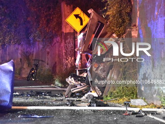 The Hudson County Regional Collision Investigation Unit, Jersey City Police and Jersey City Firefighters at the scene of a multiple fatal ac...