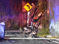 The Hudson County Regional Collision Investigation Unit, Jersey City Police and Jersey City Firefighters at the scene of a multiple fatal ac...