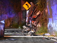 The Hudson County Regional Collision Investigation Unit, Jersey City Police and Jersey City Firefighters at the scene of a multiple fatal ac...