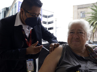 October 16, 2023, Mexico City, Mexico: Citizens are vaccinated at the start of the national vaccination campaign against influenza and Covid...