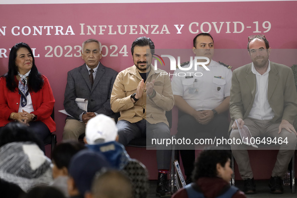 October 16, 2023, Mexico City, Mexico: The director of the Mexican Social Security Institute, Zoe Robledo at the start of the national vacci...