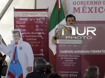 October 16, 2023, Mexico City, Mexico: The director of the Mexican Social Security Institute, Zoe Robledo at the start of the national vacci...