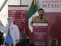 October 16, 2023, Mexico City, Mexico: The director of the Mexican Social Security Institute, Zoe Robledo at the start of the national vacci...