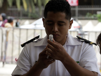 October 16, 2023, Mexico City, Mexico: Health personnel from the Mexican Institute of Social Security and the Armed Forces prepare the vacci...