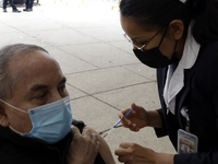 October 16, 2023, Mexico City, Mexico: Citizens are vaccinated at the start of the national vaccination campaign against influenza and Covid...