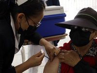 October 16, 2023, Mexico City, Mexico: Citizens are vaccinated at the start of the national vaccination campaign against influenza and Covid...