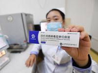 GUIYANG, CHINA - OCTOBER 17, 2023 - A medical worker shows China's first quadrivalent subunit influenza vaccine at a community health servic...