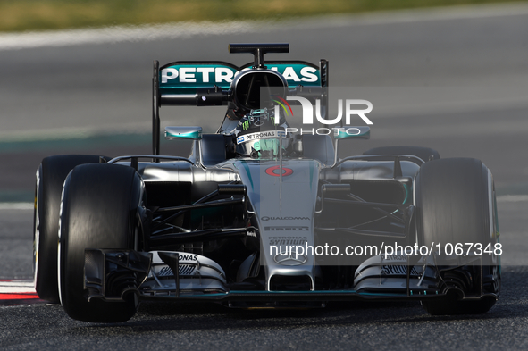 The Mercedes driver, Nico Rosberg, in action during the 2nd day of Formula One tests days in Barcelona, 23rd of February, 2016. 