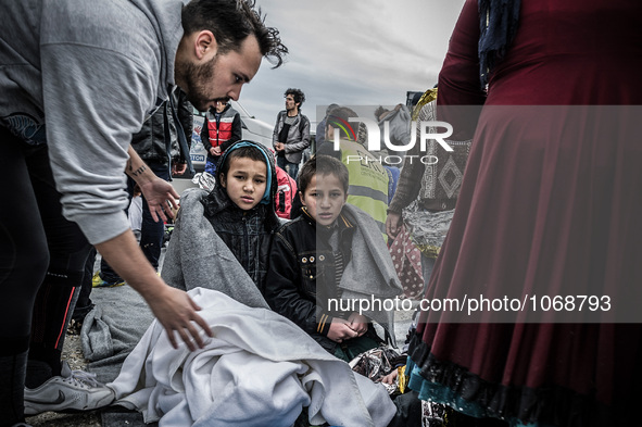 Migrants in Mytilene, island of Lesbos, Greece, on February 24, 2016. More than 110,000 migrants and refugees have crossed the Mediterranean...