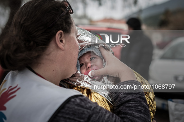 Migrants in Mytilene, island of Lesbos, Greece, on February 24, 2016. More than 110,000 migrants and refugees have crossed the Mediterranean...