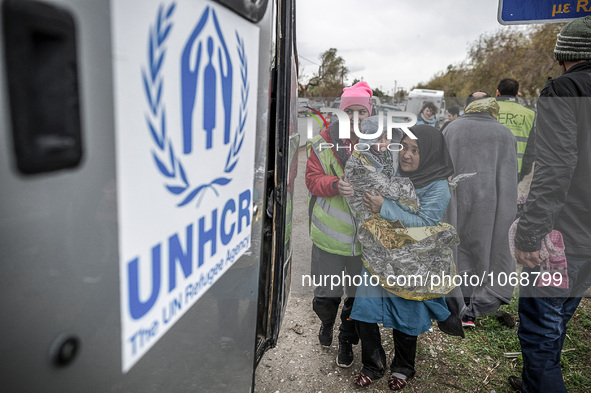 Migrants in Mytilene, island of Lesbos, Greece, on February 24, 2016. More than 110,000 migrants and refugees have crossed the Mediterranean...