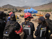 The Spanish rescue team Ericam works with Moroccan firefighters during an operation near the village of Talat N'Yaabouq in the Atlas Mountai...