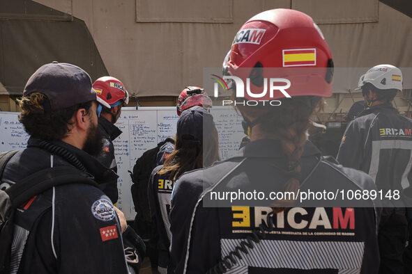 The Spanish rescue team Ericam works with Moroccan firefighters during an operation near the village of Talat N'Yaabouq in the Atlas Mountai...